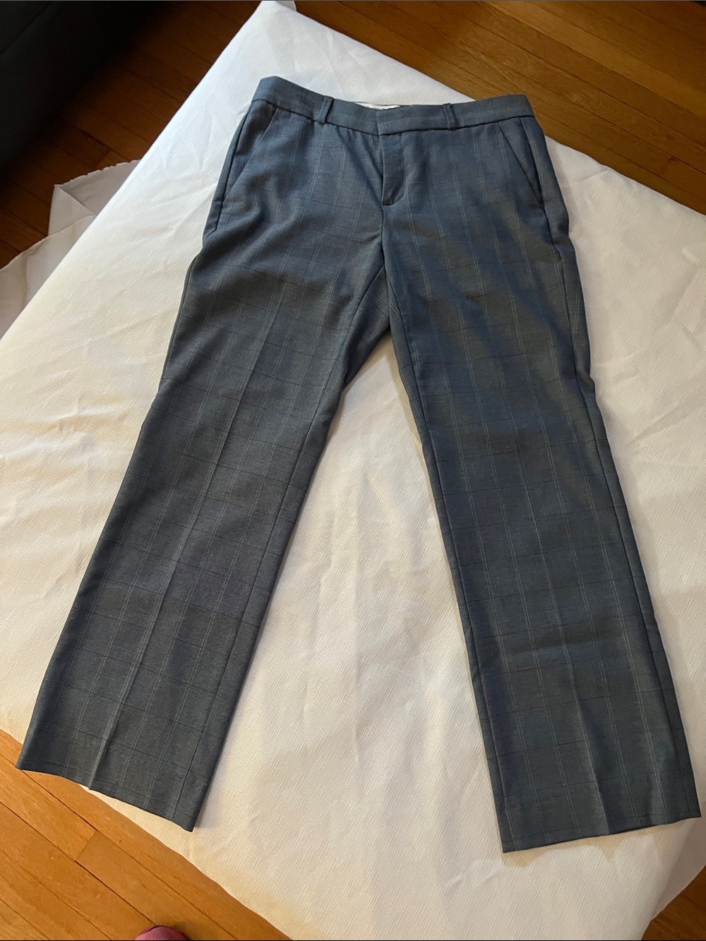 Banana Republic Women's blue Plaid Straight-Leg Dress Pants